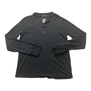 Men's Black Polo Ralph Lauren long-sleeve Henley Shirt.